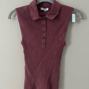 Madewell Women's Ribbed Burgundy Sleeveless Top